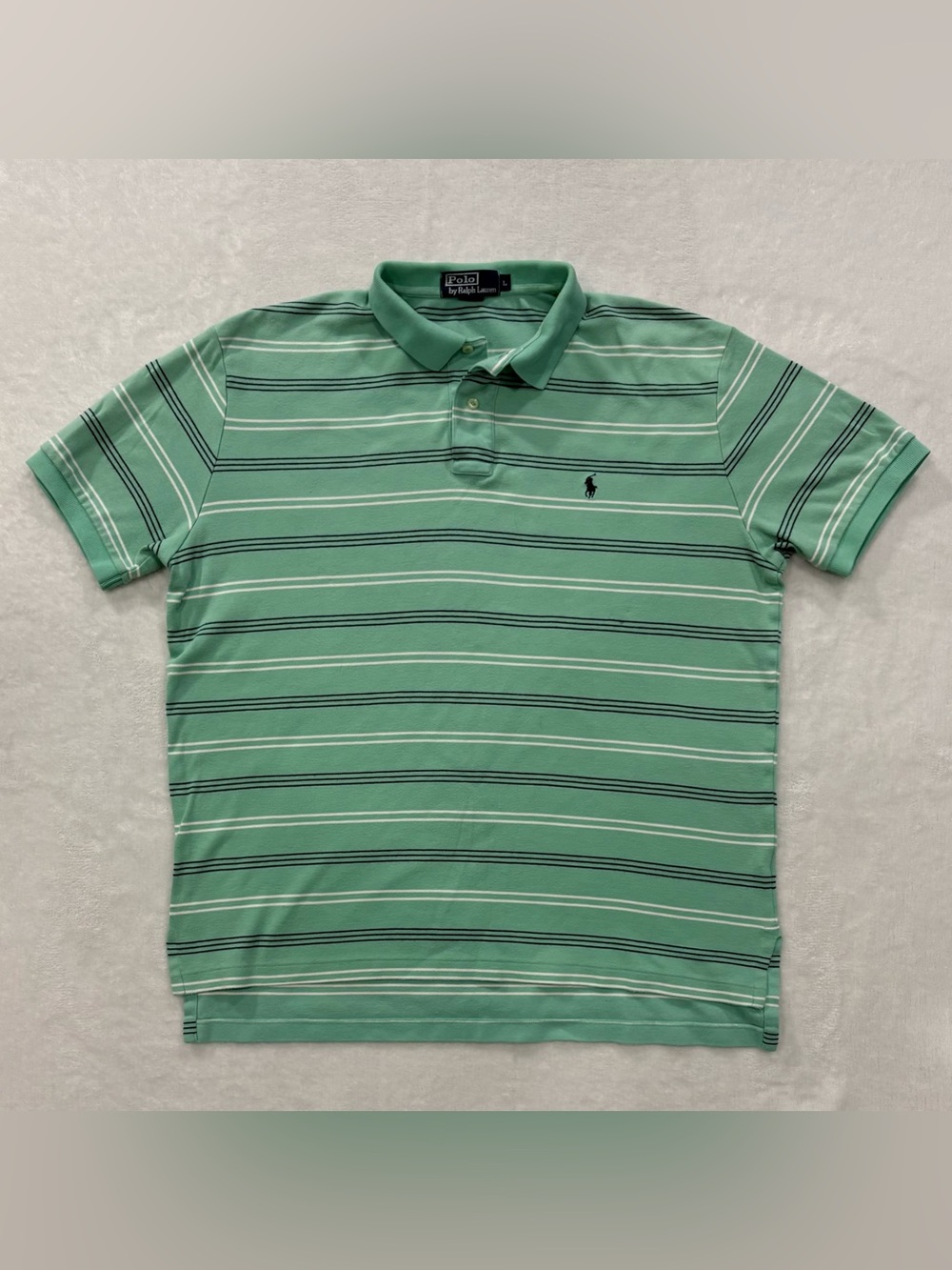 Polo Ralph Lauren Green Striped Short Sleeve Polo Shirt Men’s Size L